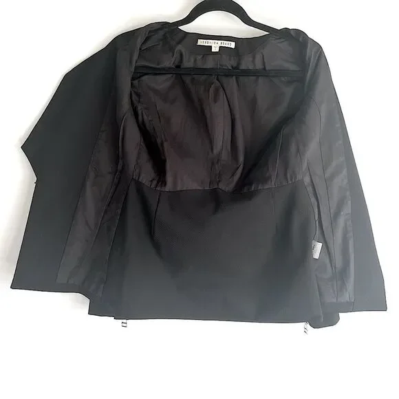 Veronica Beard Textured Black Blazer Jacket with Silver Zipper Detailing Size 0 - Picture 9 of 15